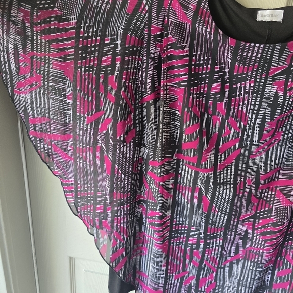 Avenue Sheer Pleated Blouse Tank Top Women 22/24 Plus Mixed Print Colorful Boho - Picture 6 of 10